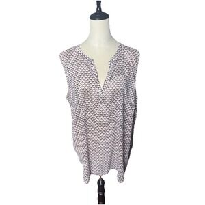 Gap Blouse Woman's XXL V neck Floral Sleeveless Cotton geometric print Nylon